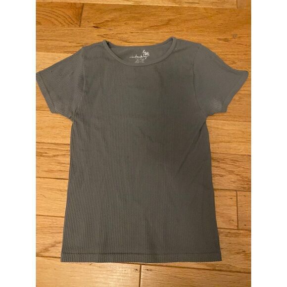 Free people, women’s grey fitted short sleeve ribbed thermal t shirt size med - Picture 1 of 7
